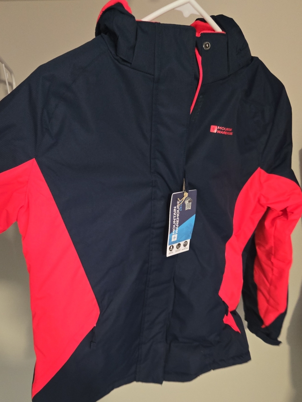Kids' Navy and Bright Pink Waterproof Ski Jacket